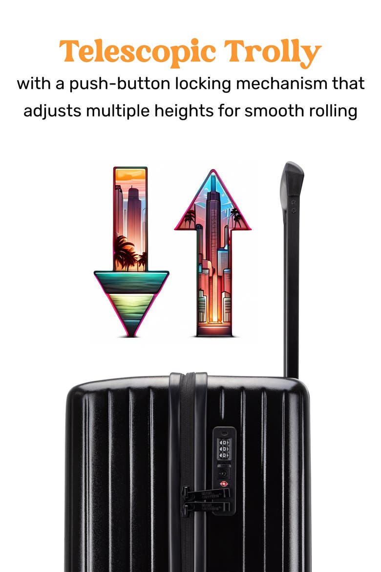 Ocean Polycarbonate Carry On Spinner Suitcase, Alternate, color, Black