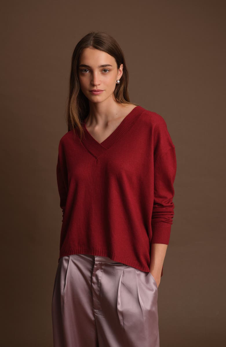 DELUC Betula V-Neck Sweater, Alternate, color, Malbec