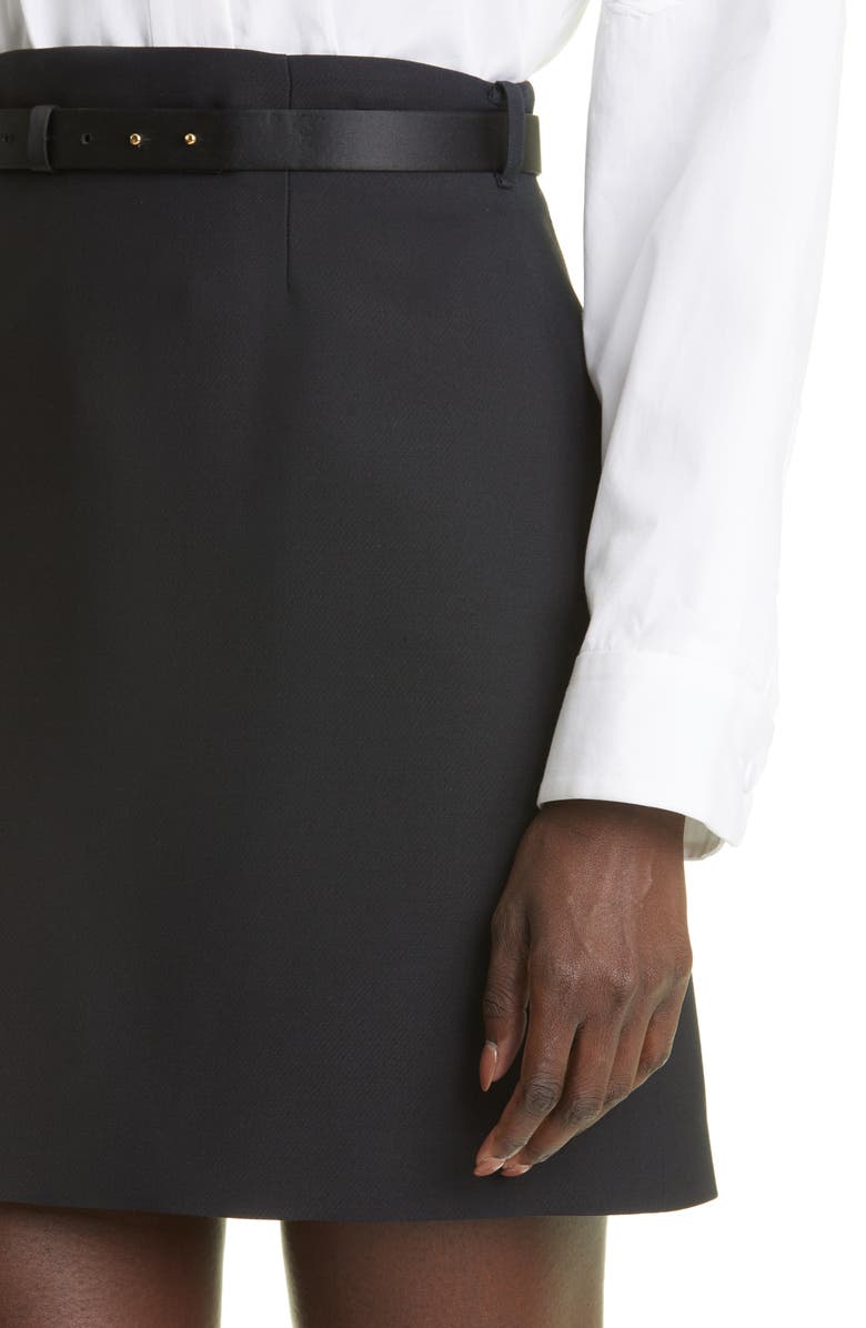 Adam Lippes Belted Wool & Silk Miniskirt, Alternate, color, 