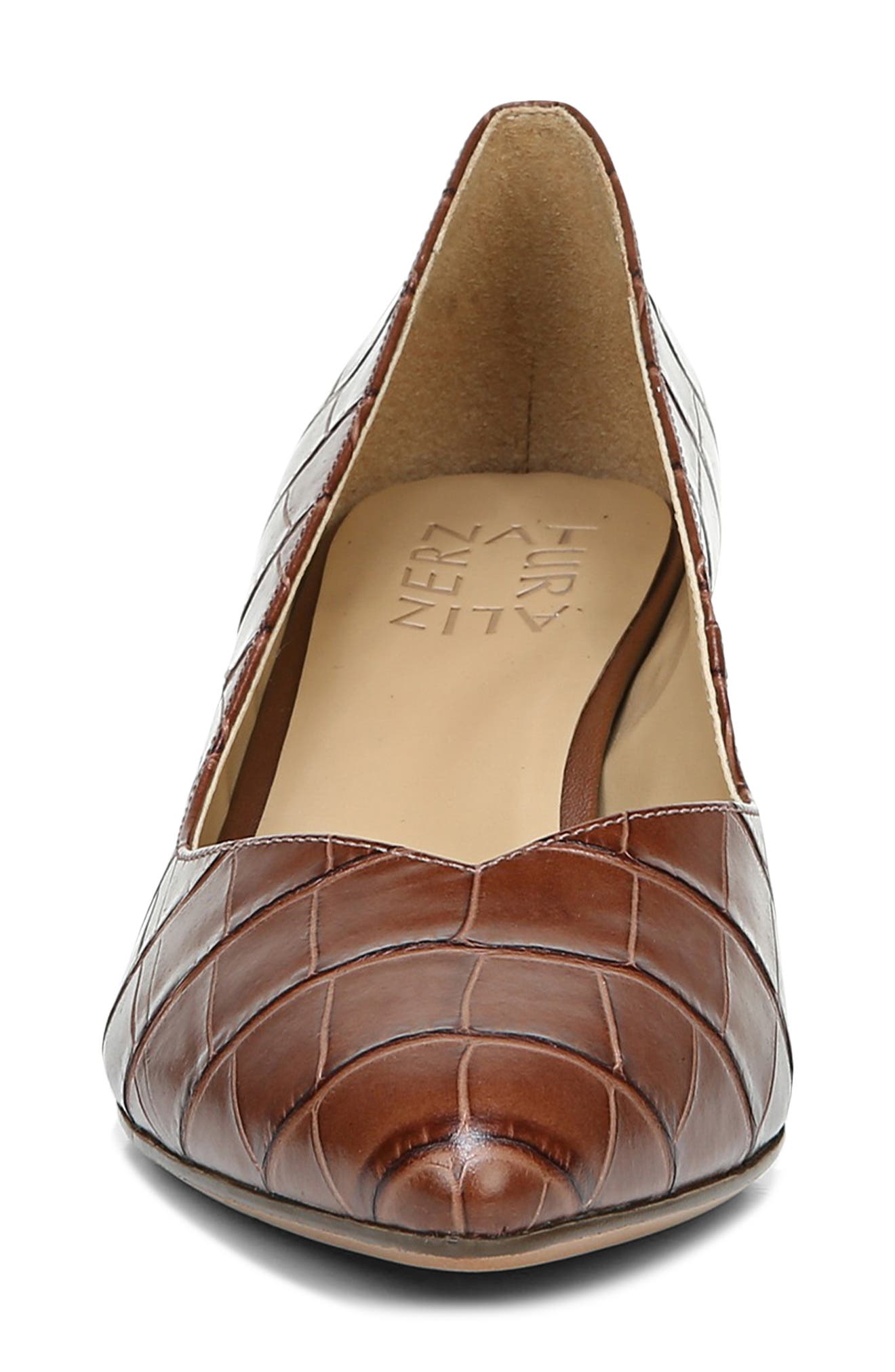 Mali Pointed Toe Pump, Alternate, color, BROWN CROCO LEATHER
