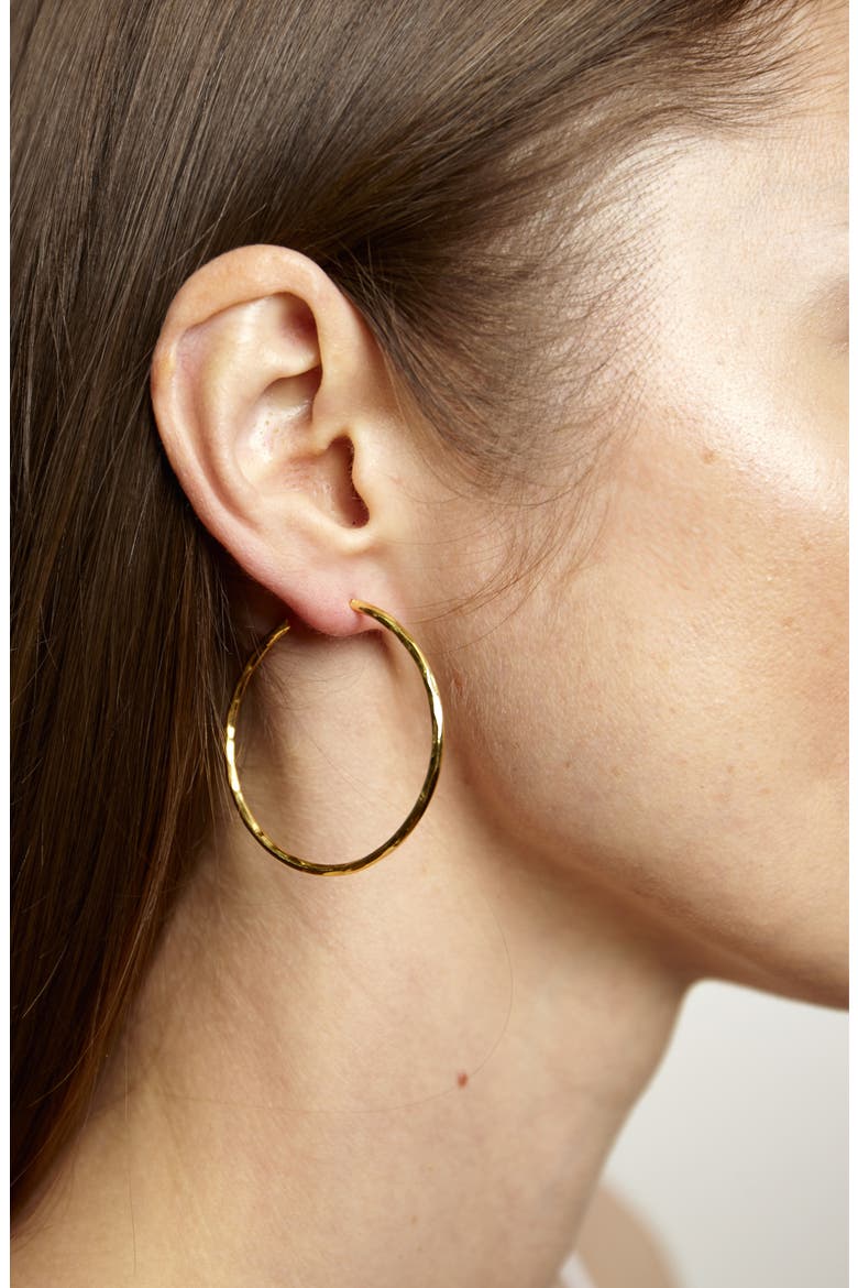 Hammered Hoop Earrings, Alternate, color, GOLD