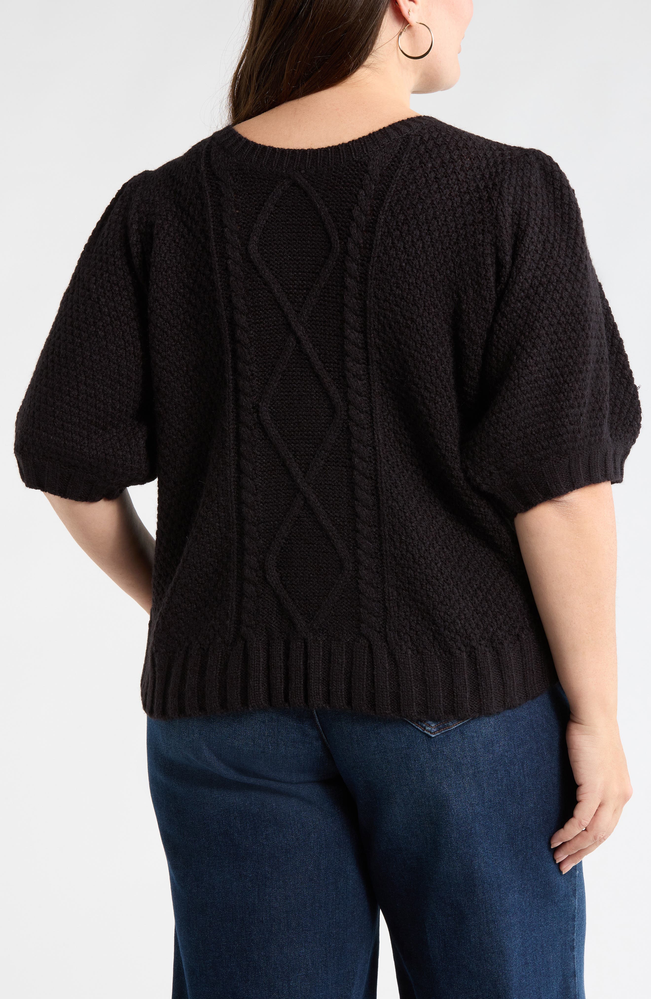 Puff Sleeve Cable Stitch Sweater - image 2