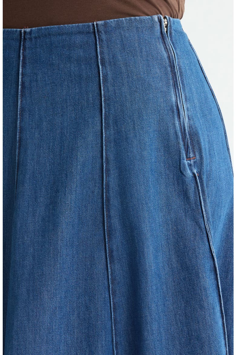 A-Line Chambray Midi Skirt, Alternate, color, DARK WASH