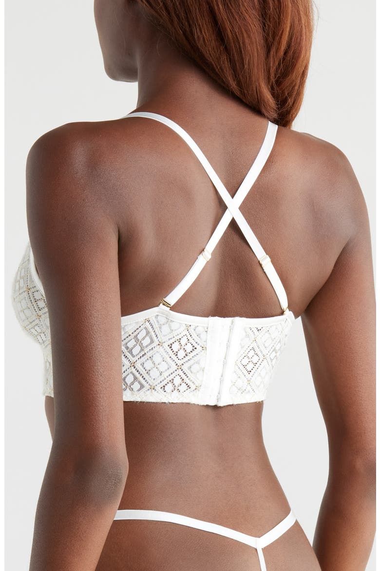 Metallic Geometric Lace Longline Bralette, Alternate, color, SHELL WHITE