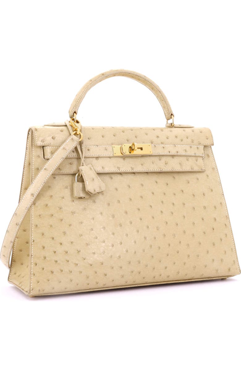 Pre-Owned Hermes Kelly Handbag Light Ostrich with Gold Hardware 32, Alternate, color,