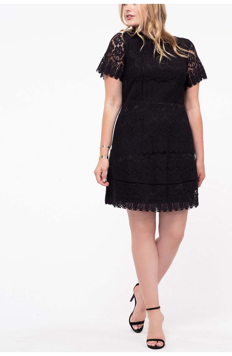 Blu Pepper Mock Neck Lace Dress, Alternate, color,