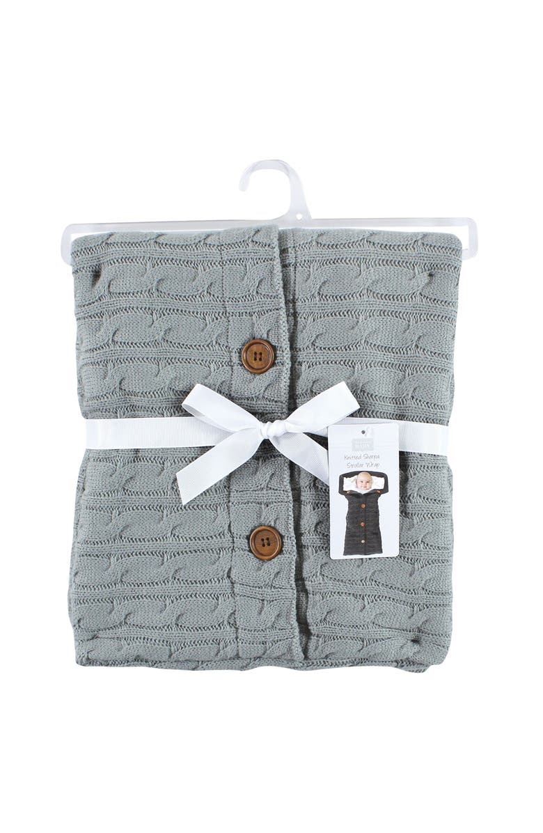 Hudson Baby Plush Knitted Fluffy Stroller & Lounge Baby Snuggle Wrap, Alternate, color, Gray