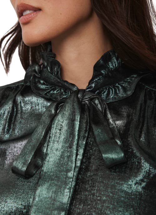 Mint Velvet Metallic Bow Blouse In Green