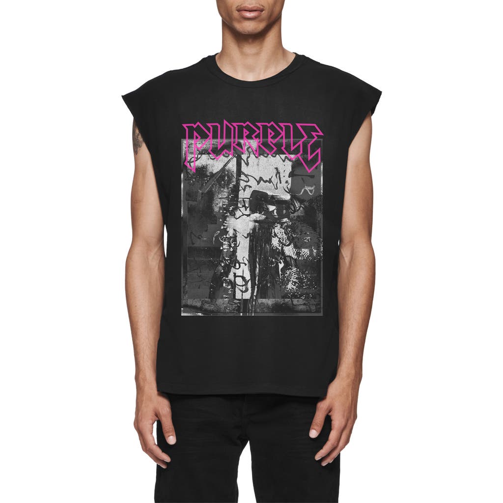 Purple Brand Textured Inside Out Cotton Graphic T-shirt In Black