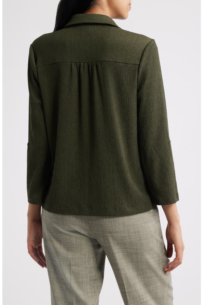Half Placket Roll Tab Top, Alternate, color, DARK BAY LEAF