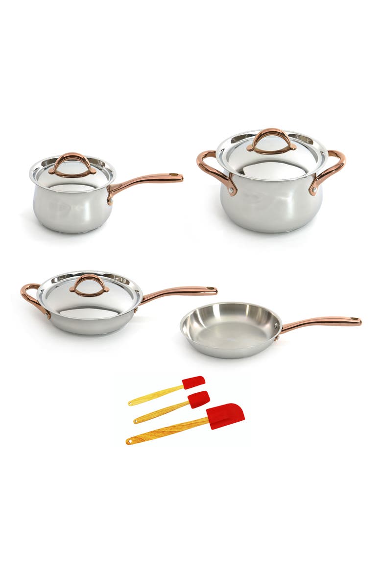 Ouro Gold 10-Piece Cookware Set, Main, color, RED
