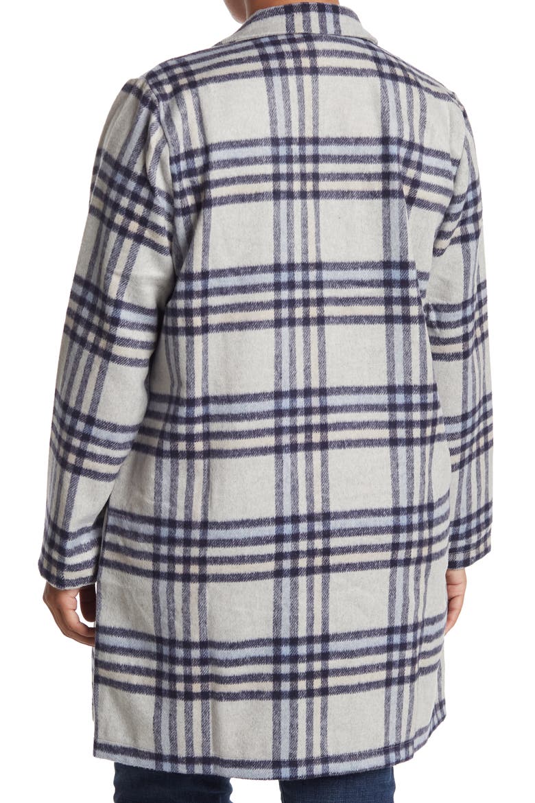 Plaid Notch Collar Open Front Jacket, Alternate, color, NVYGRY PLAID