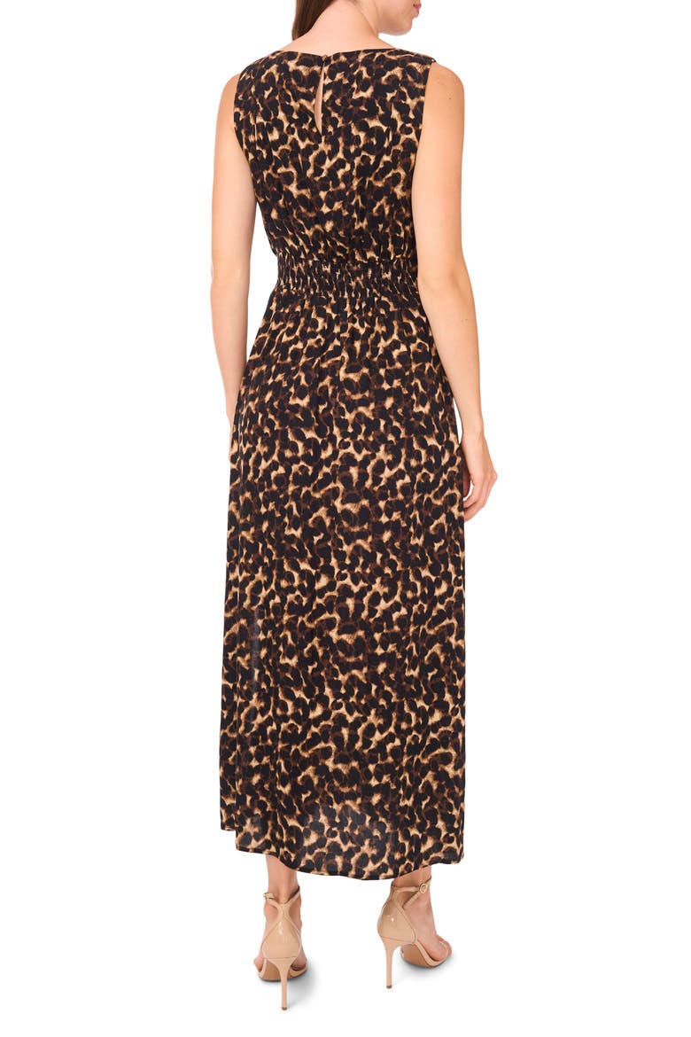 Leopard Smocked Waist Maxi Dress, Alternate, color, NOMAD CAMEL