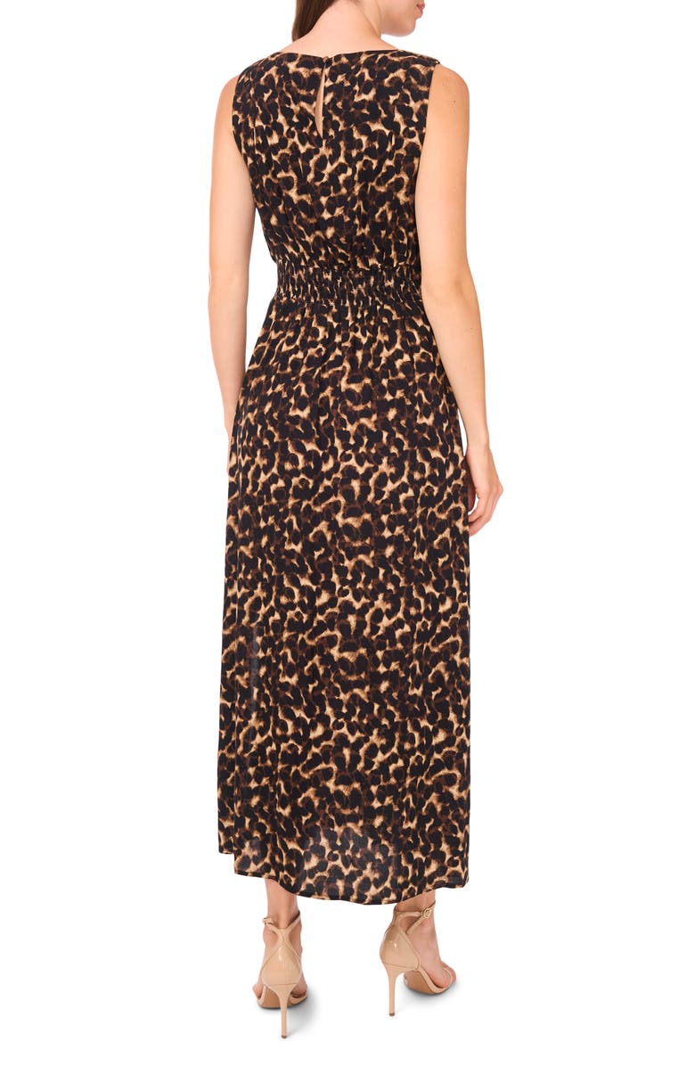 Halogen<sup>®</sup> Leopard Smocked Waist Maxi Dress, Alternate, color, Nomad Camel