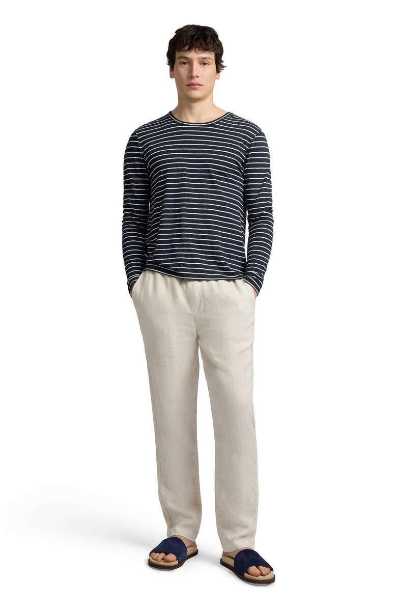 Onia Stretch Linen Jersey Long Sleeve Tee, Main, color, Midnight/Egret