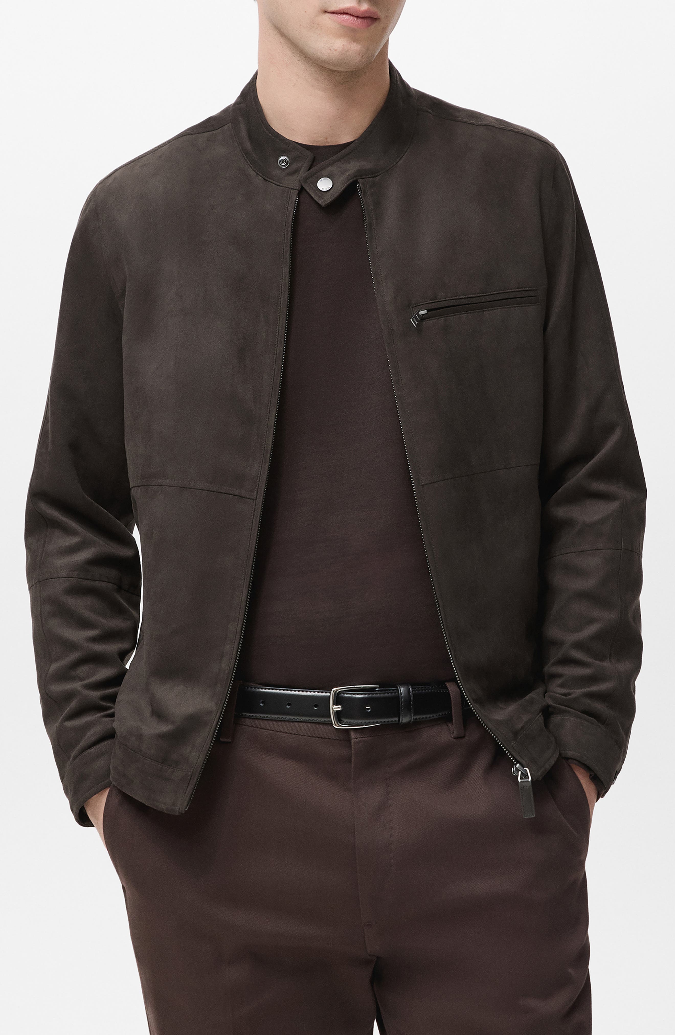 Faux Suede Biker Jacket