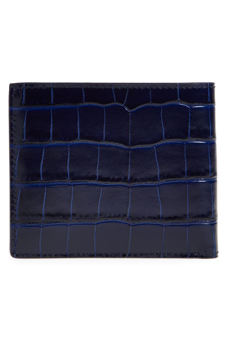 T-Line Croc Embossed Leather Bifold Wallet, Alternate, color, ROYAL BLUE