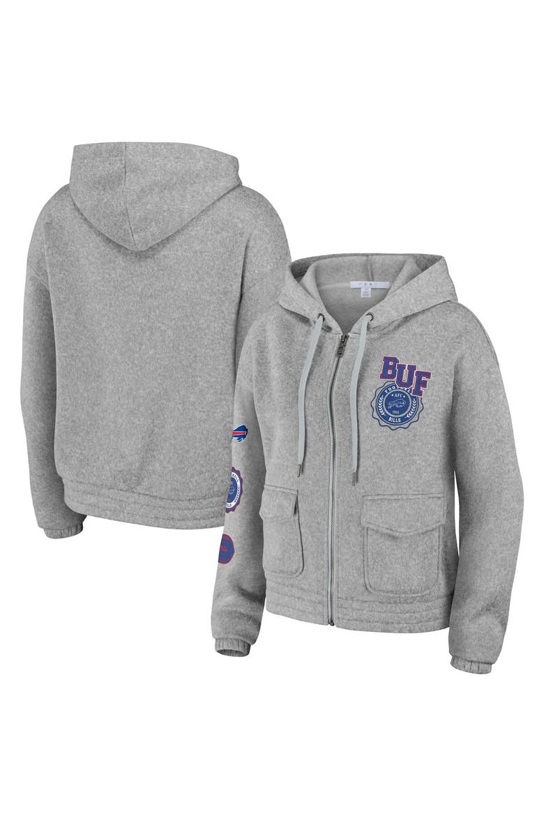 Women's WEAR by Erin Andrews Heather Gray Buffalo Bills Full-Zip Hoodie, Alternate, color, Heather Gray