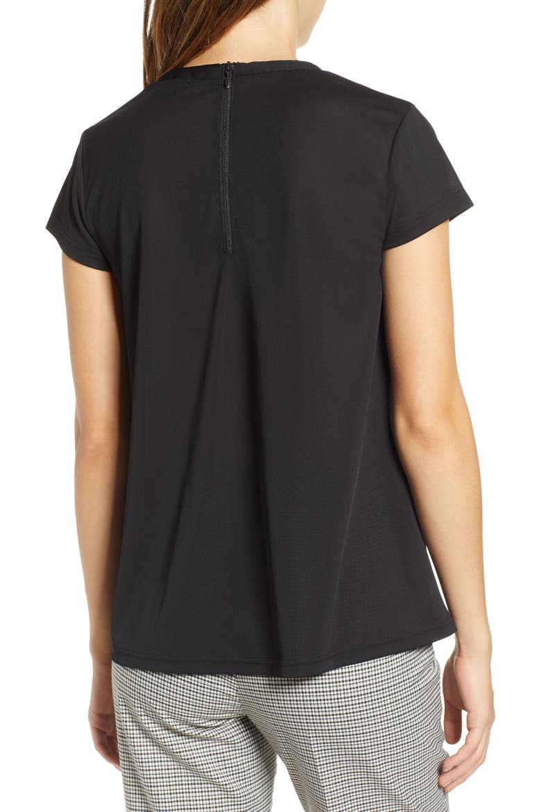 Pleat Front Crepe Top, Alternate, color, BLACK