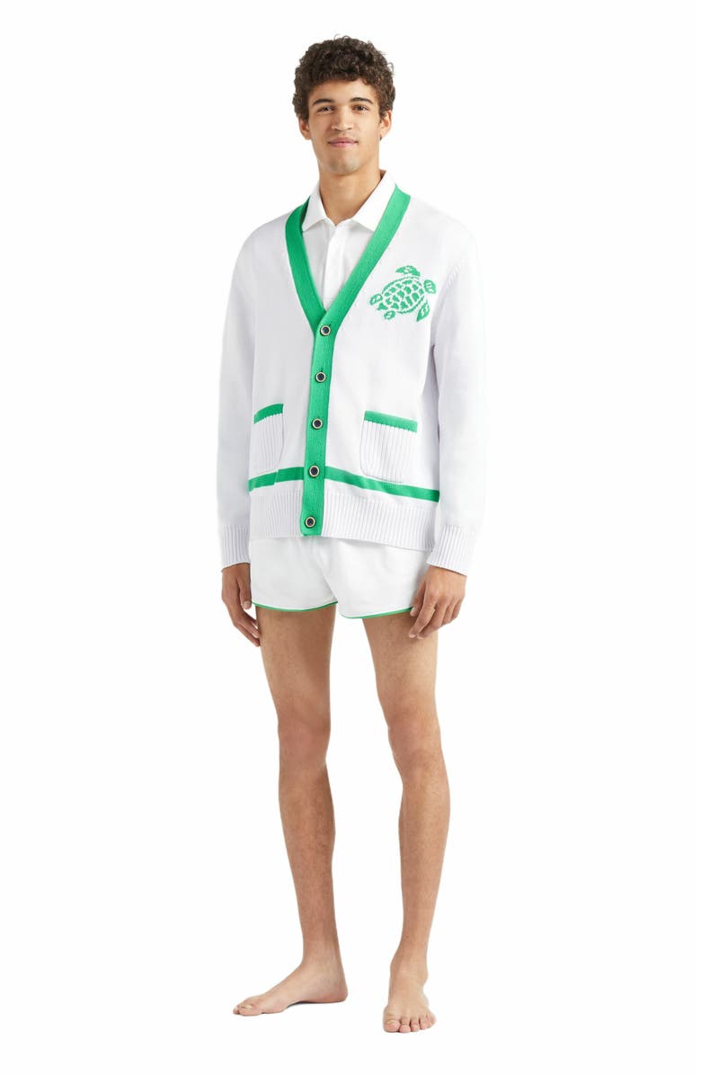 Vilebrequin Men's Bicolor Jacquard Turtle Cotton Cardigan, Main, color, 