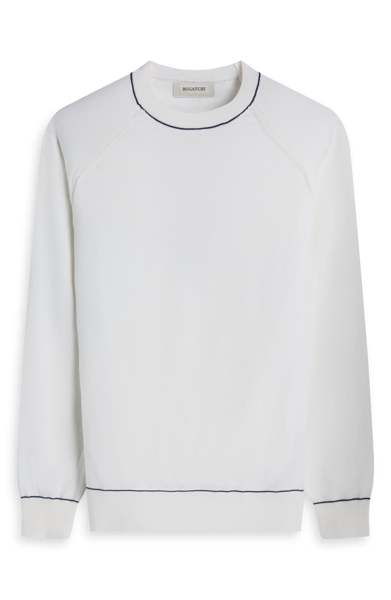 Bugatchi Tipped Cotton Blend Crewneck Sweater, Alternate, color, Chalk