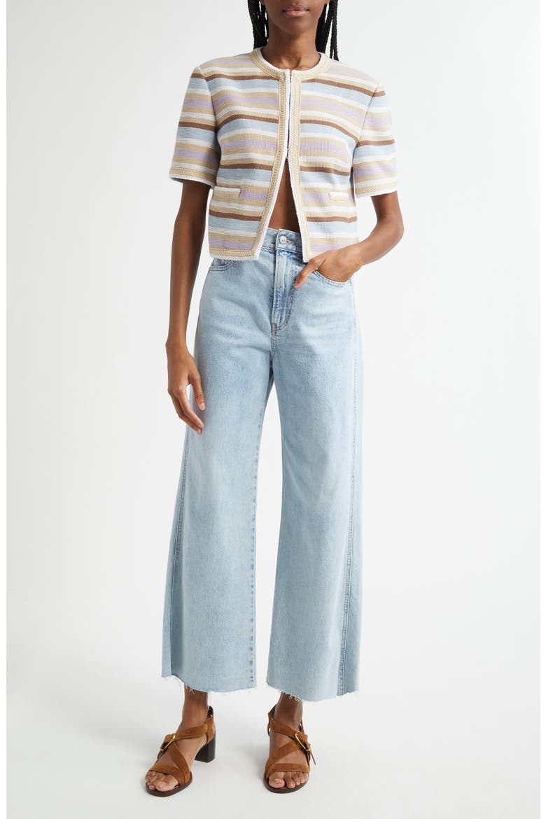 Taylor Raw Hem High Waist Ankle Wide Leg Jeans, Alternate, color, PALE STONE