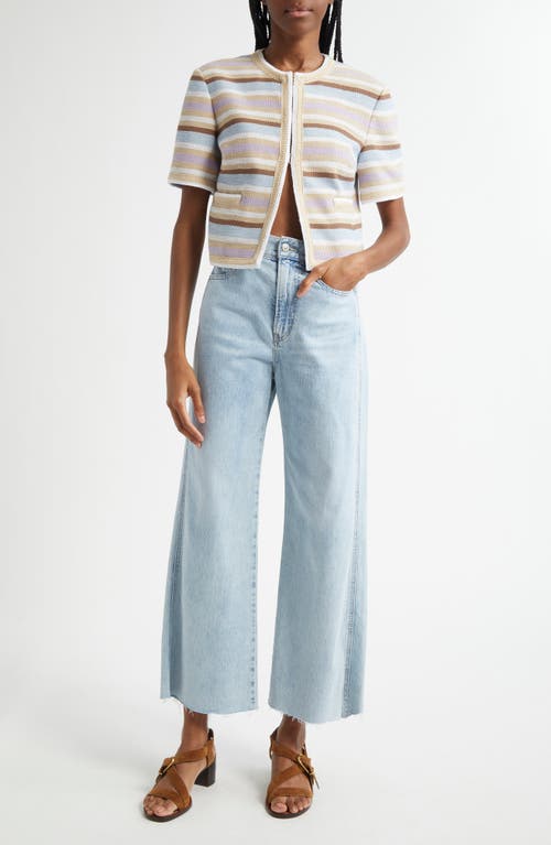 Veronica Beard Taylor Raw Hem High Waist Ankle Wide Leg Jeans