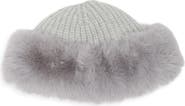 Treasure & Bond Faux Fur Trim Ribbed Knit Cloche