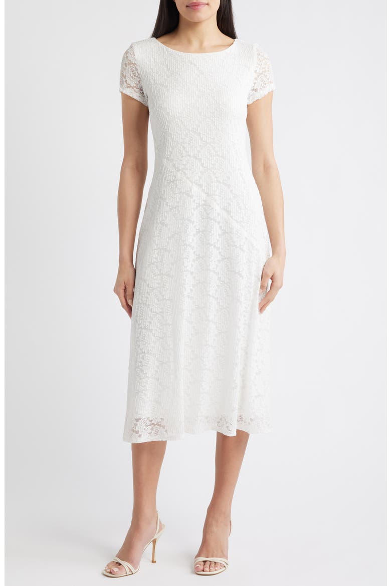 Lace Midi Dress, Main, color, WHITE