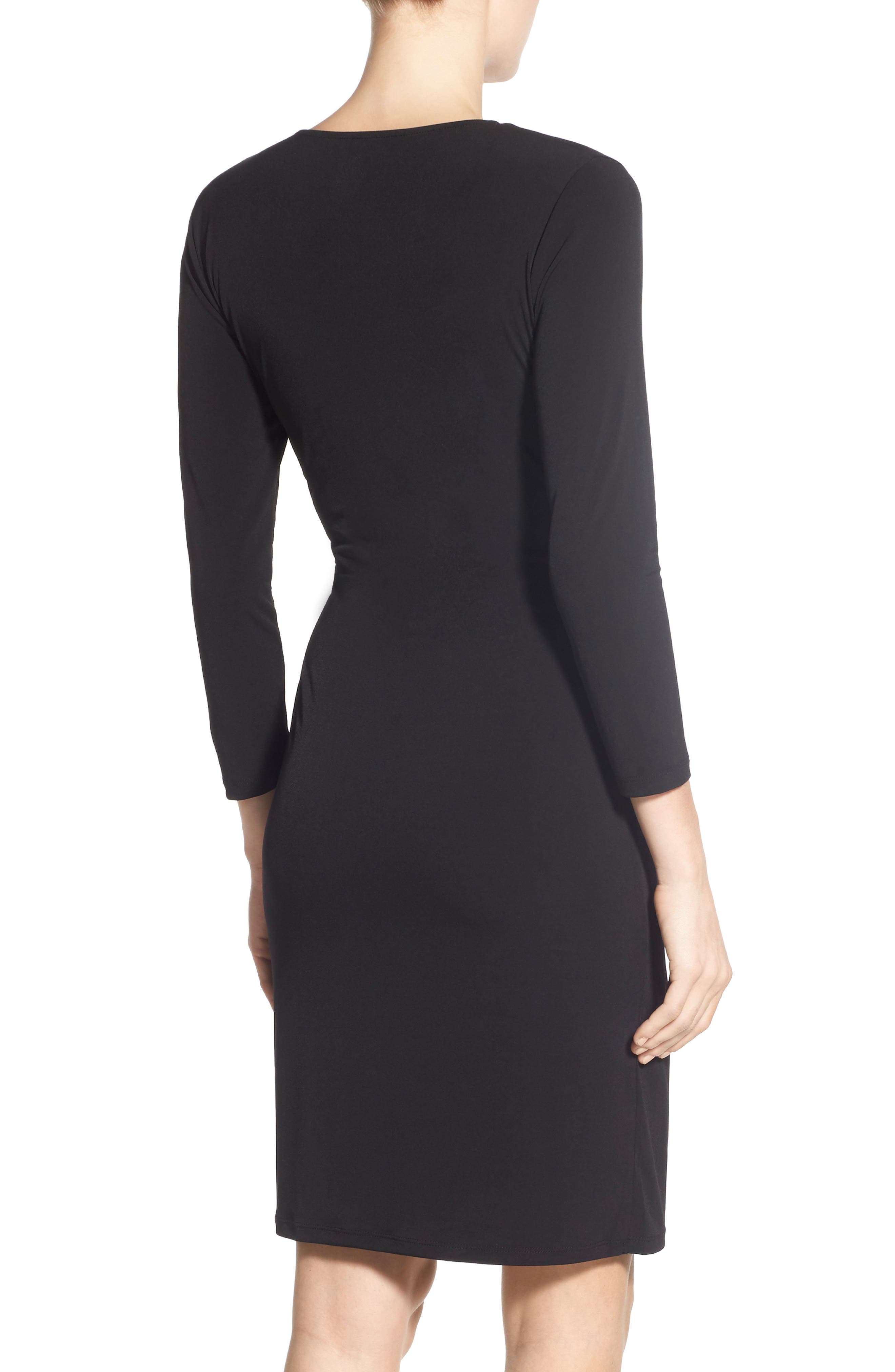 anne klein jersey dress Anne Klein Women's Printed 3/4-Sleeve Wrap Dress - Black