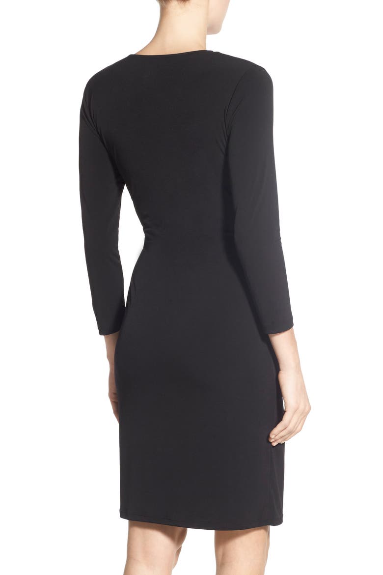 Faux Wrap Jersey Dress, Alternate, color, BLACK