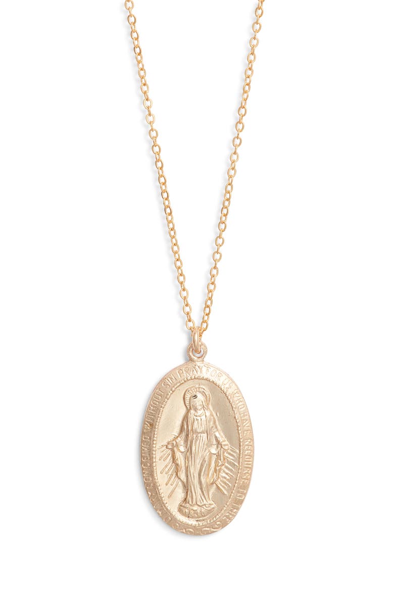 Virgin Mary Necklace, Main, color, GOLD