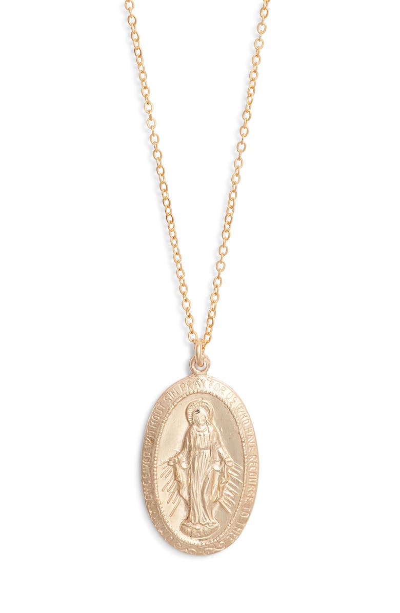 Set & Stones Virgin Mary Necklace, Main, color, Gold