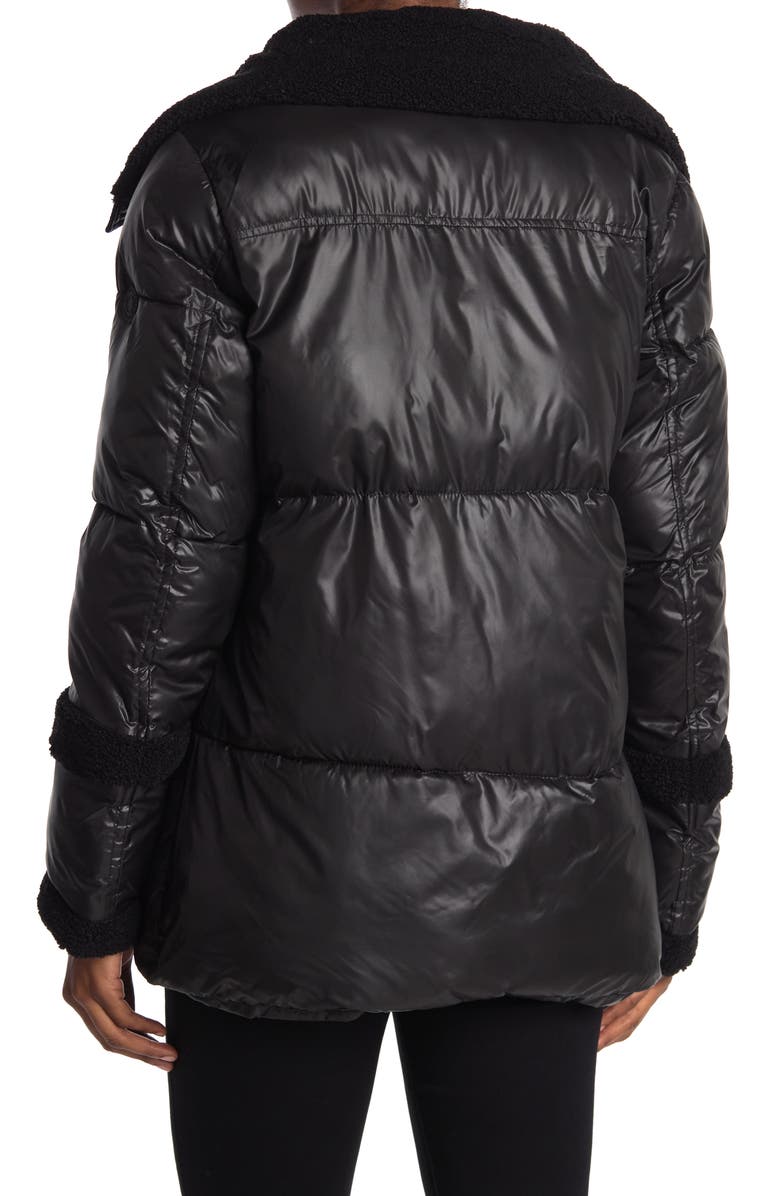 French Connection Puffer Faux Shearling Trim Jacket, Alternate, color,