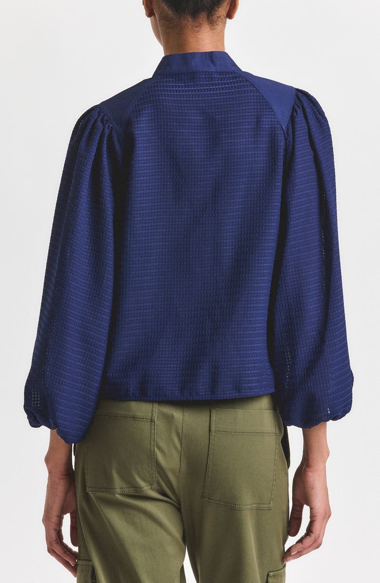 Derek Lam 10 Crosby Dianna Mini Grid Georgette Button-Up Top, Alternate, color, Sailor Navy