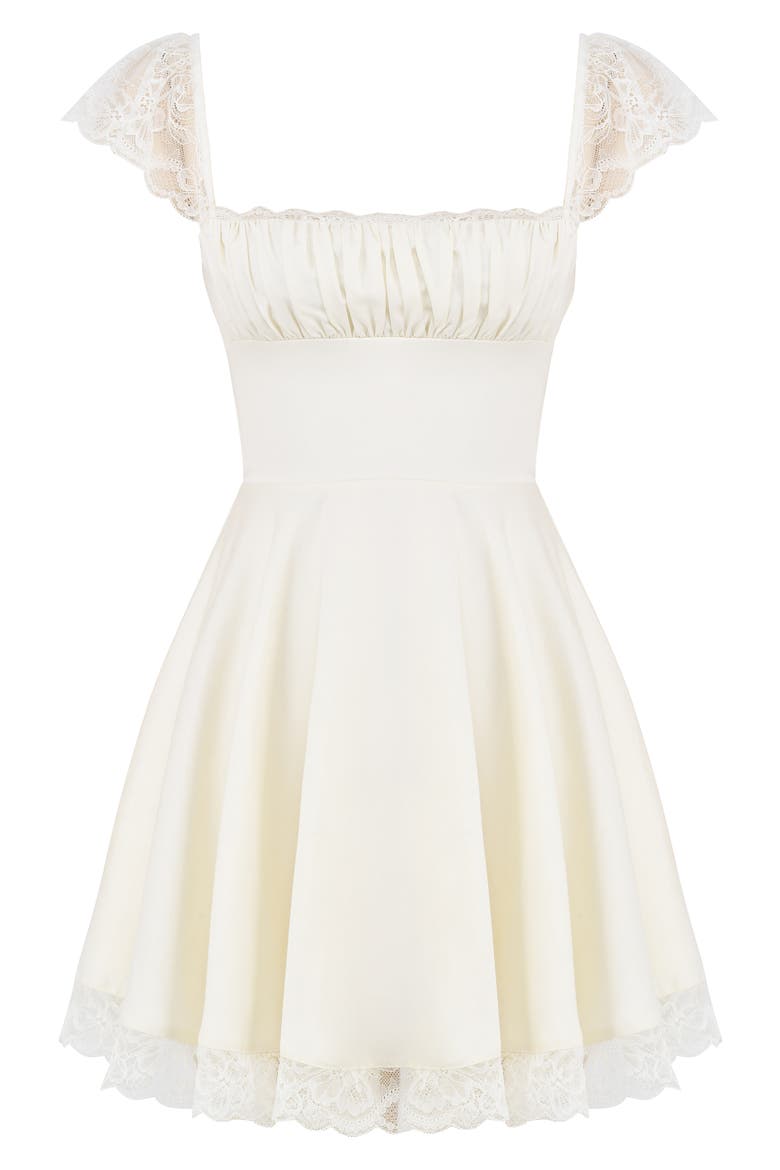 Kaia Lace Trim Fit & Flare Minidress, Alternate, color, IVORY