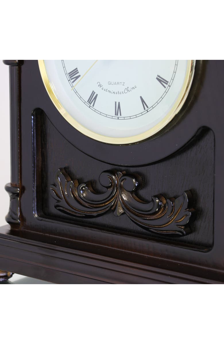 Bedford Clock Collection Wood Mantel Clock with Chimes, Alternate, color, Dark Brown