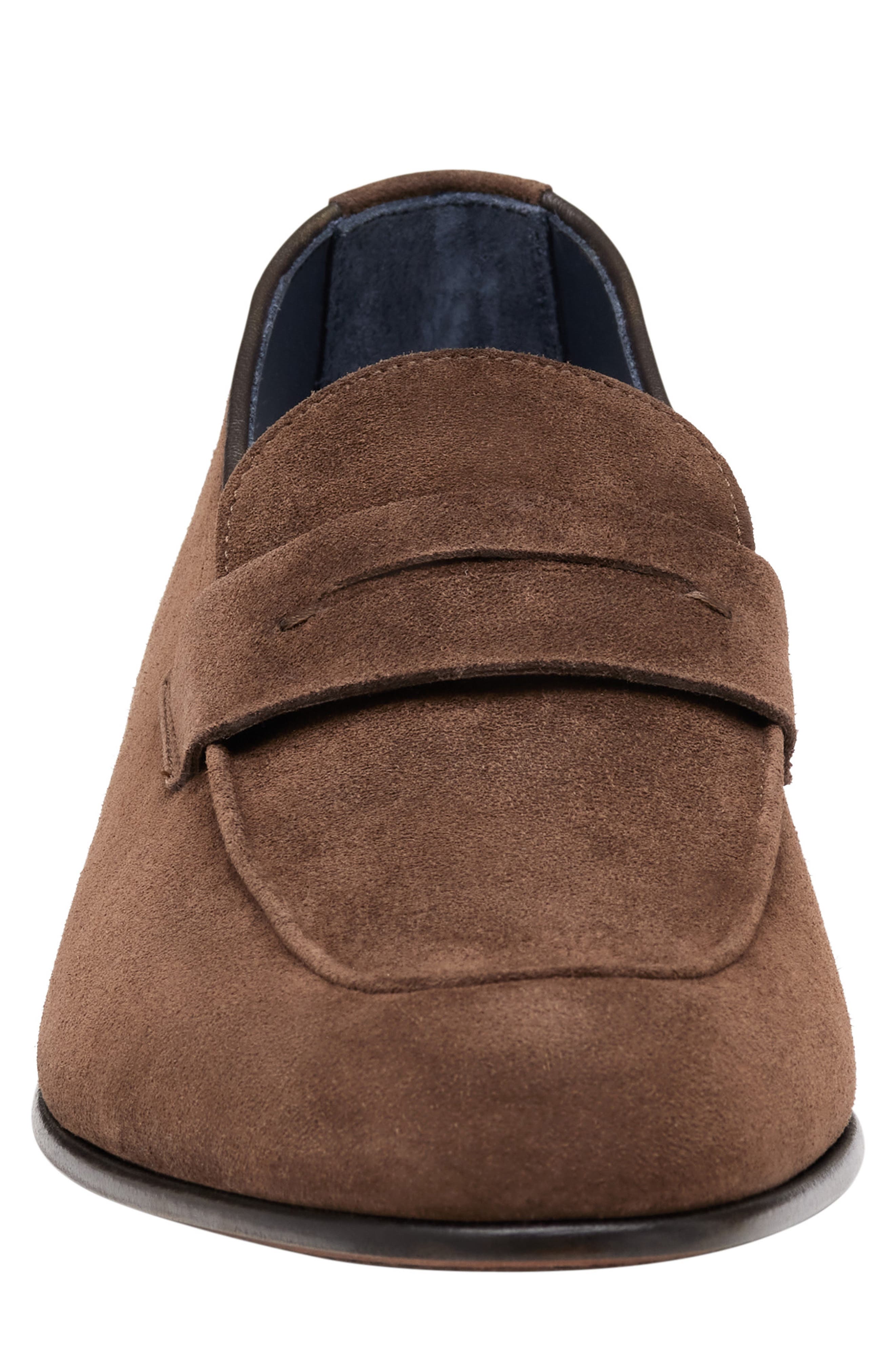 Taylor Penny Loafer, Alternate, color, DARK BROWN ITALIAN SUEDE