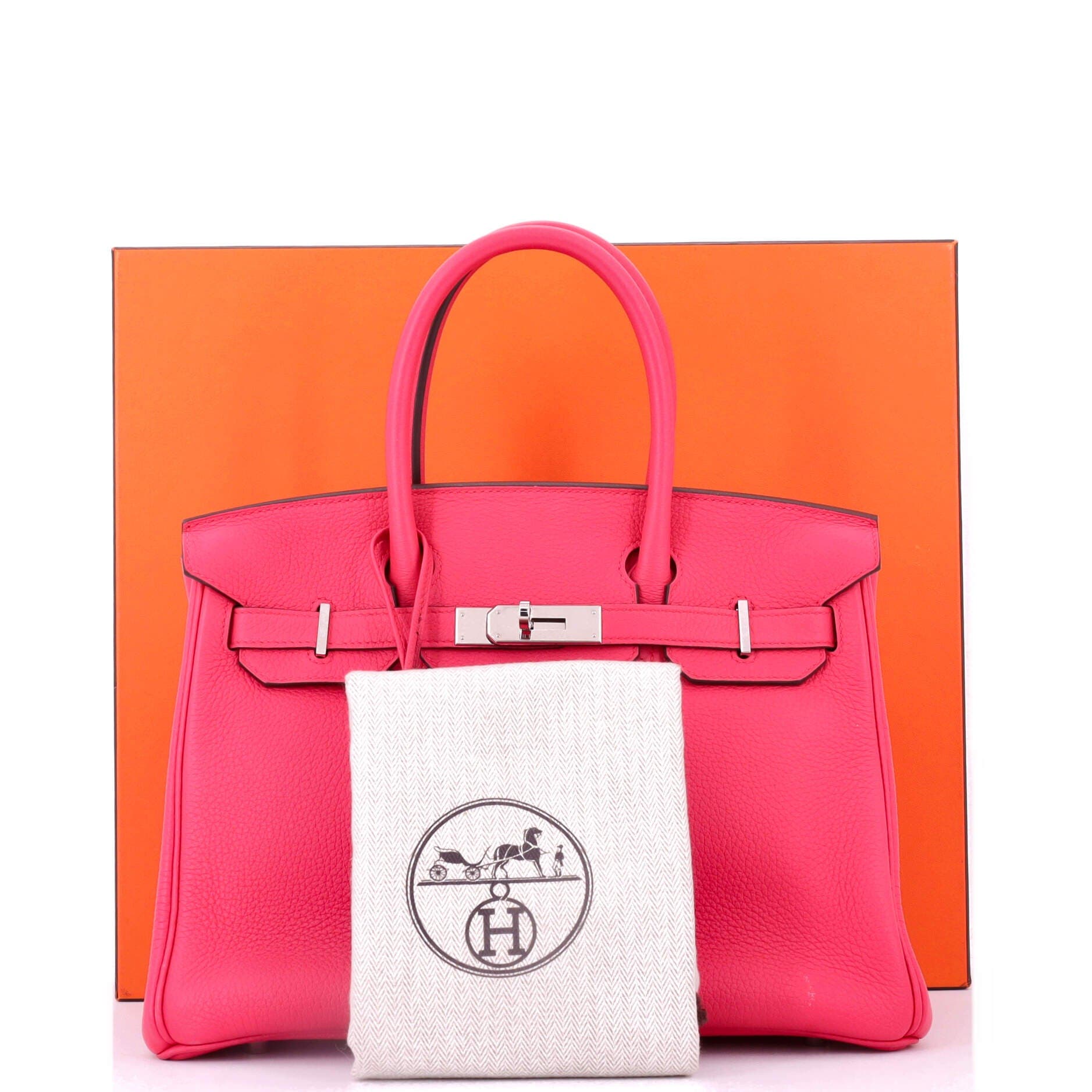 Pre-Owned Hermes Birkin Handbag Pink Clemence with Palladium Hardware 30, Alternate, color, Rose Extreme