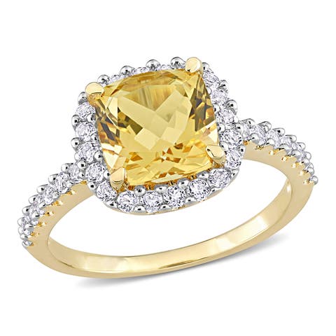 Gemstones Cushion Halo Ring