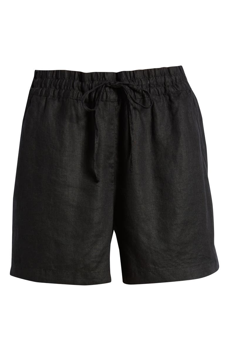 Tommy Bahama Palmbray High Waist Linen Shorts, Alternate, color, Black