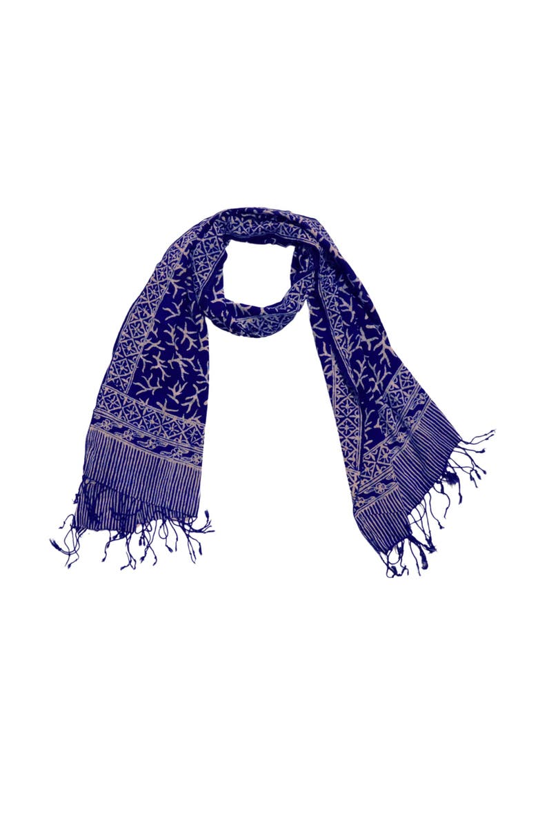 Kasih Co-op Handmade Batik Scarf, Main, color, Mark Blue