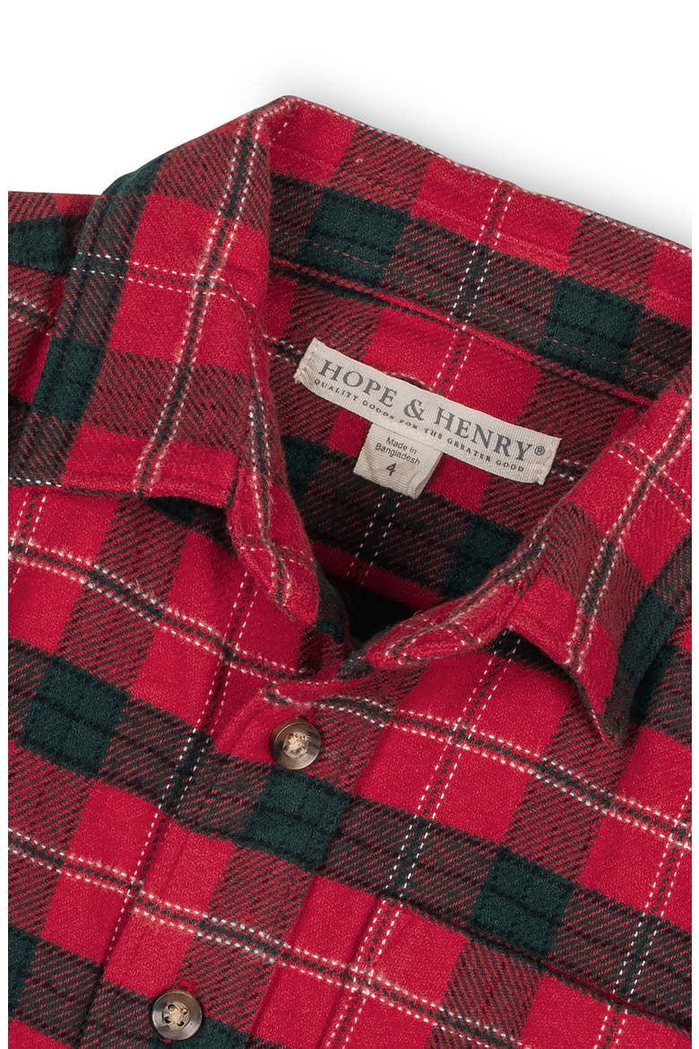 Kids' Organic Long Sleeve Flannel Button Down Shirt, Alternate, color, London Plaid