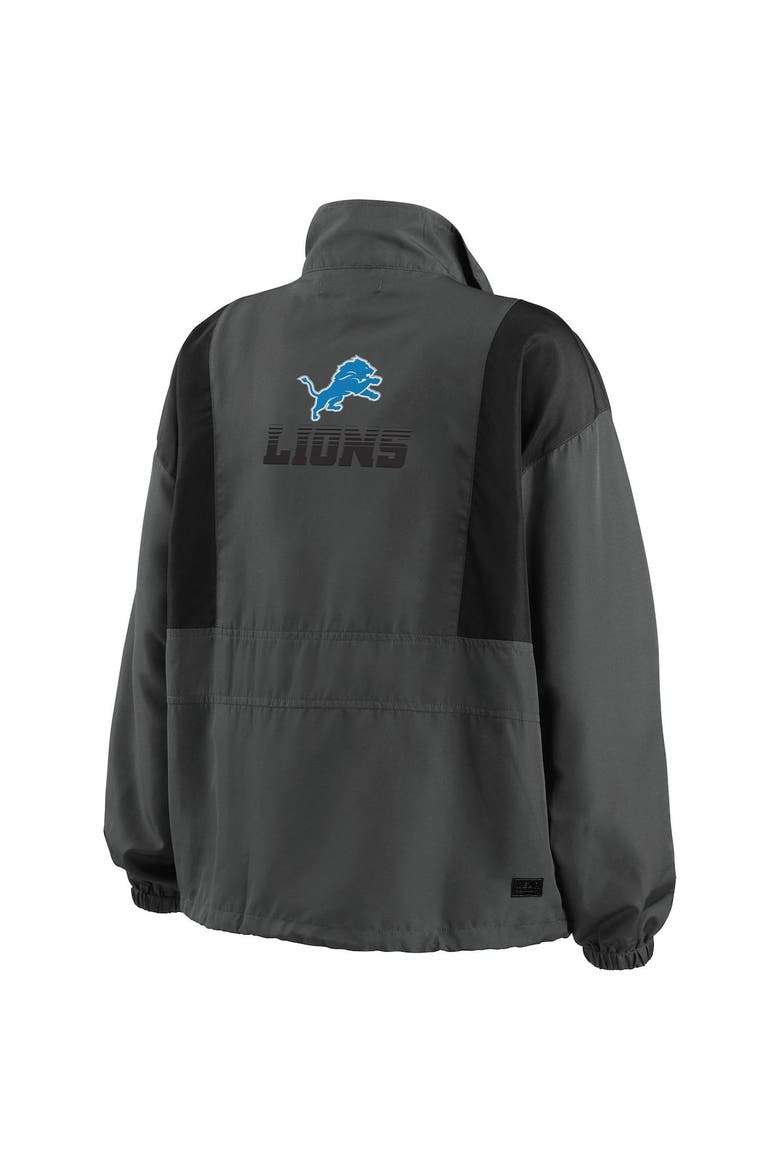 Women's WEAR by Erin Andrews Charcoal Detroit Lions Popover Packable Half-Zip Jacket, Alternate, color, Charcoal