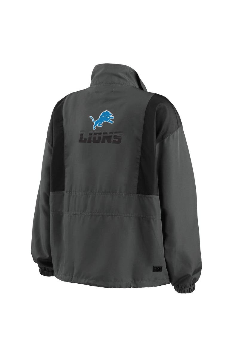 WEAR by Erin Andrews Women's WEAR by Erin Andrews Charcoal Detroit Lions Popover Packable Half-Zip Jacket, Alternate, color,
