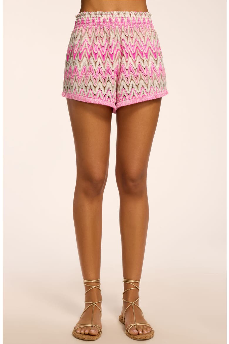 Analisa Chevron Cover-Up Shorts, Alternate, color, RADIANT PINK ZIGZAG