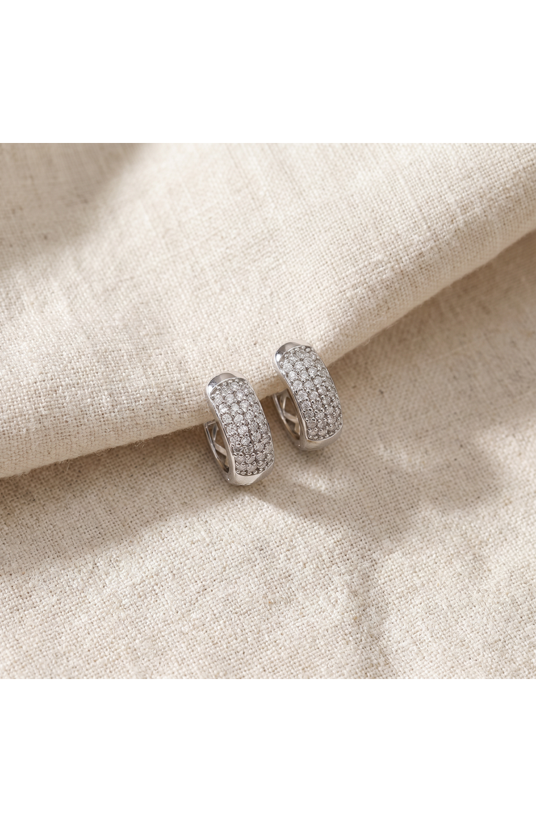 Bliss Diamond Small 1/4ct Diamond Pave Huggie Hoops Women's Earrings Gold Lab Grown 1/3", Alternate, color, Silver