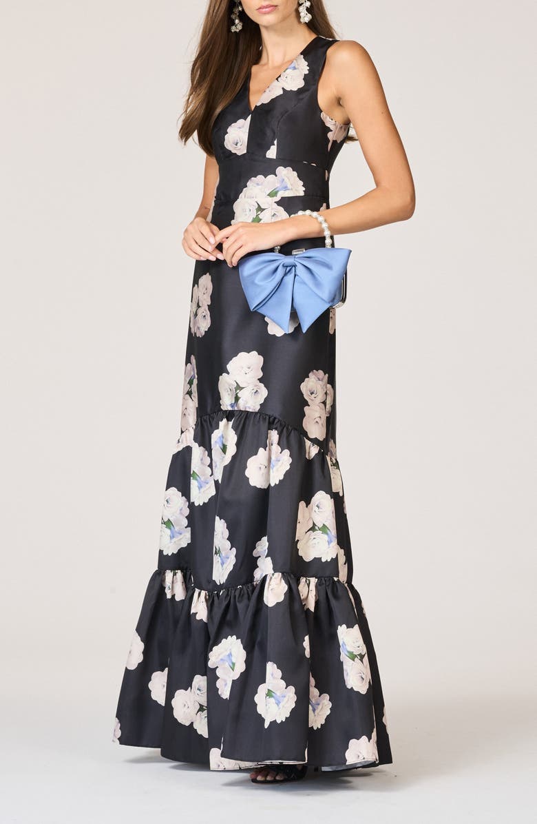 Sachin & Babi Rori Floral Tiered Mikado Gown, Alternate, color, Belle Corsage