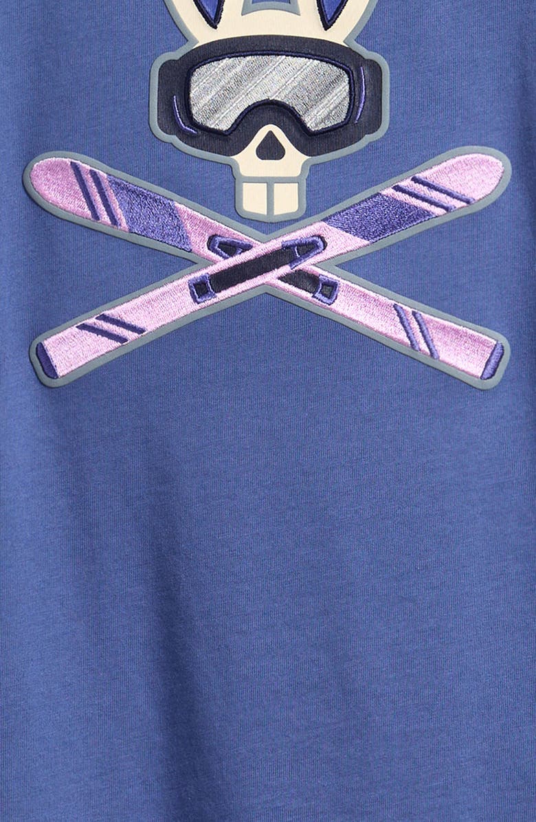 Psycho Bunny Kids' Ski Bunny Cotton Graphic T-Shirt, Alternate, color, Gray Blue