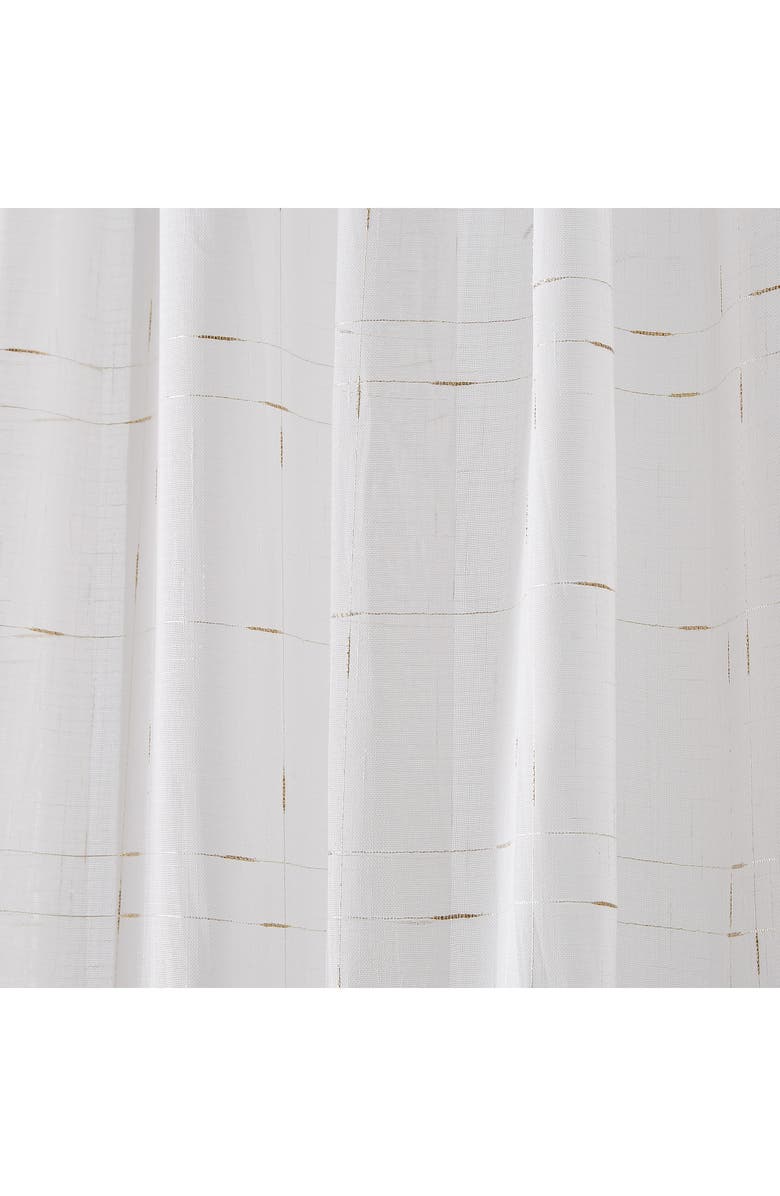 DKNY Metallic Grid Set of 2 Curtain Panels, Alternate, color, White/ Gold